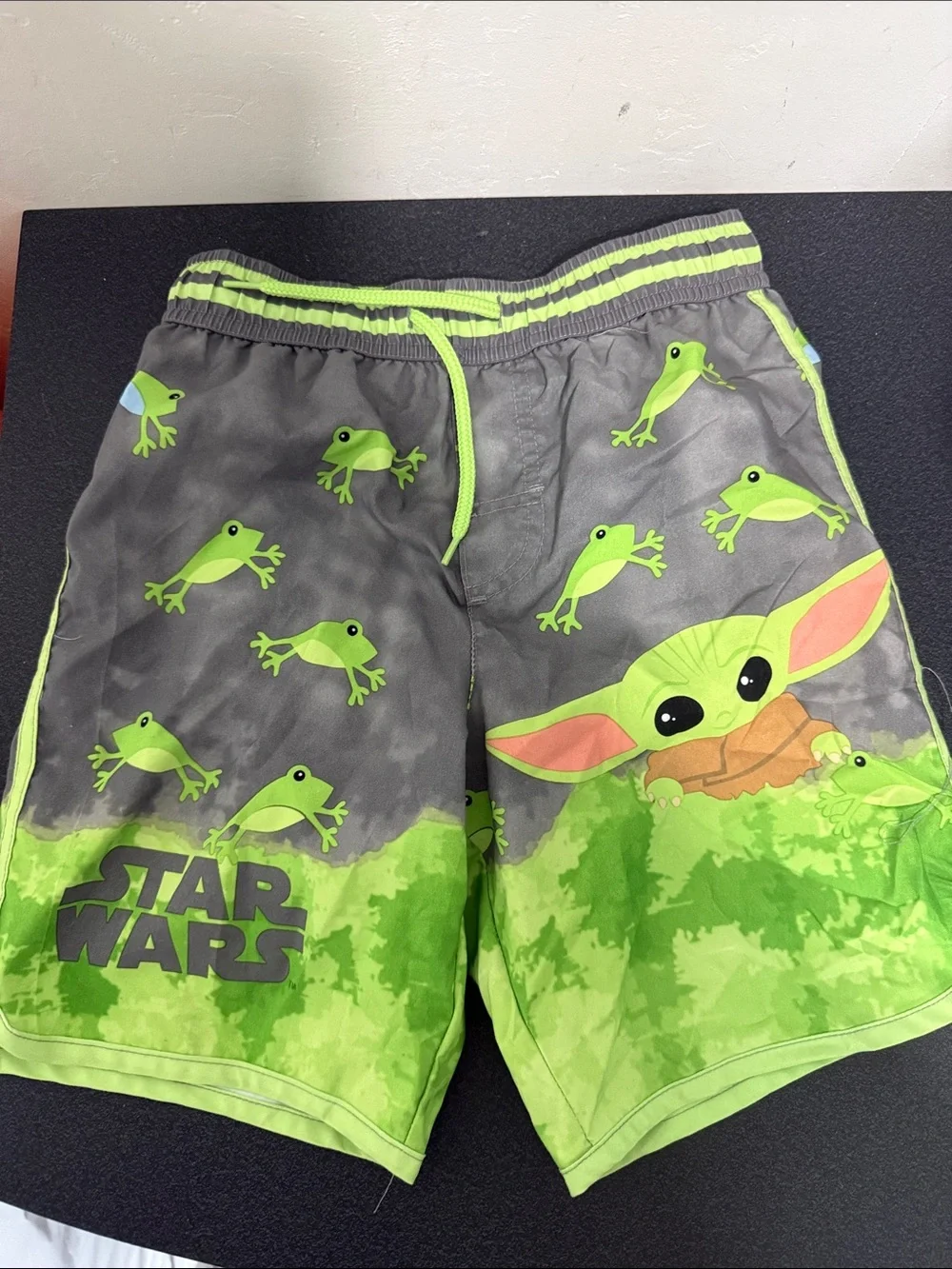 Disney Star Wars Grogu Gray & Green Kids Swim Trunks